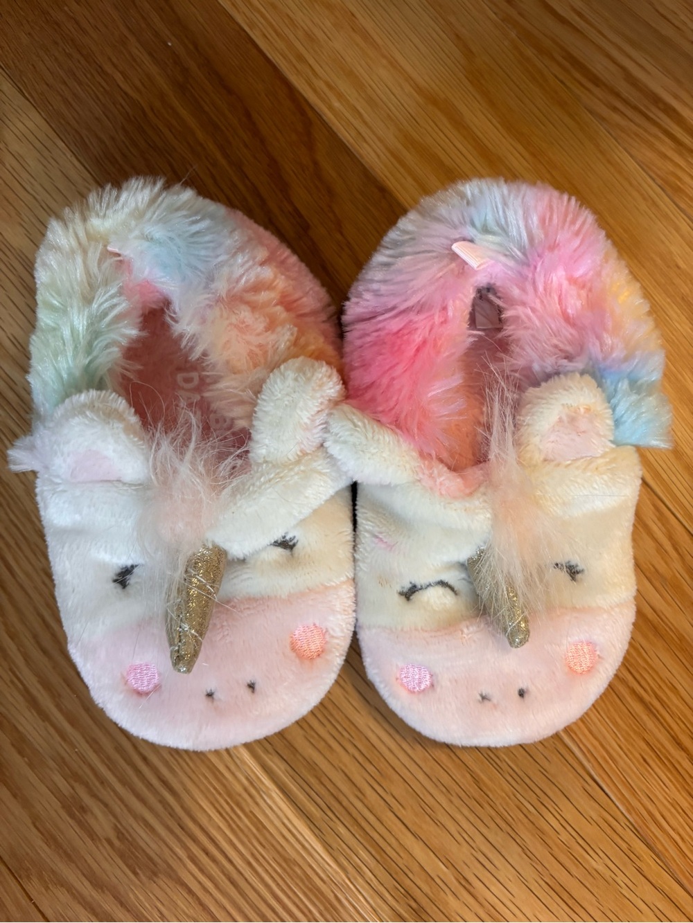 Kids Unicorn Plush Slippers - Pastel Rainbow